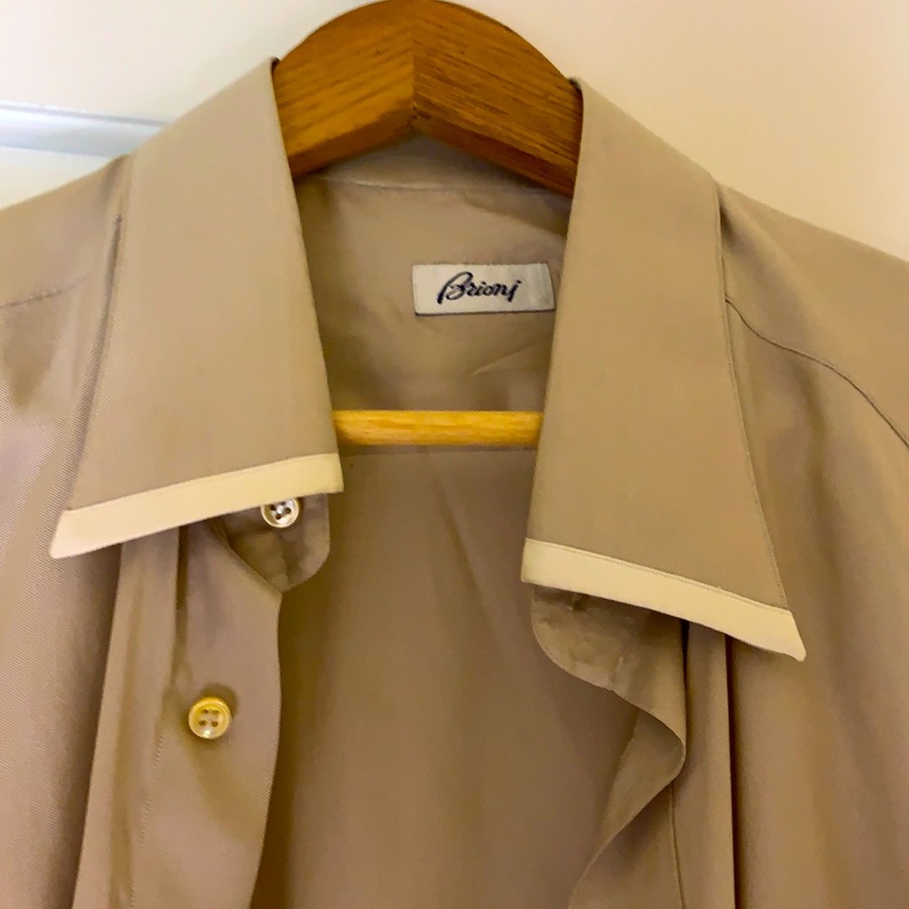 Brioni beige silk shirt - minor staining and marks